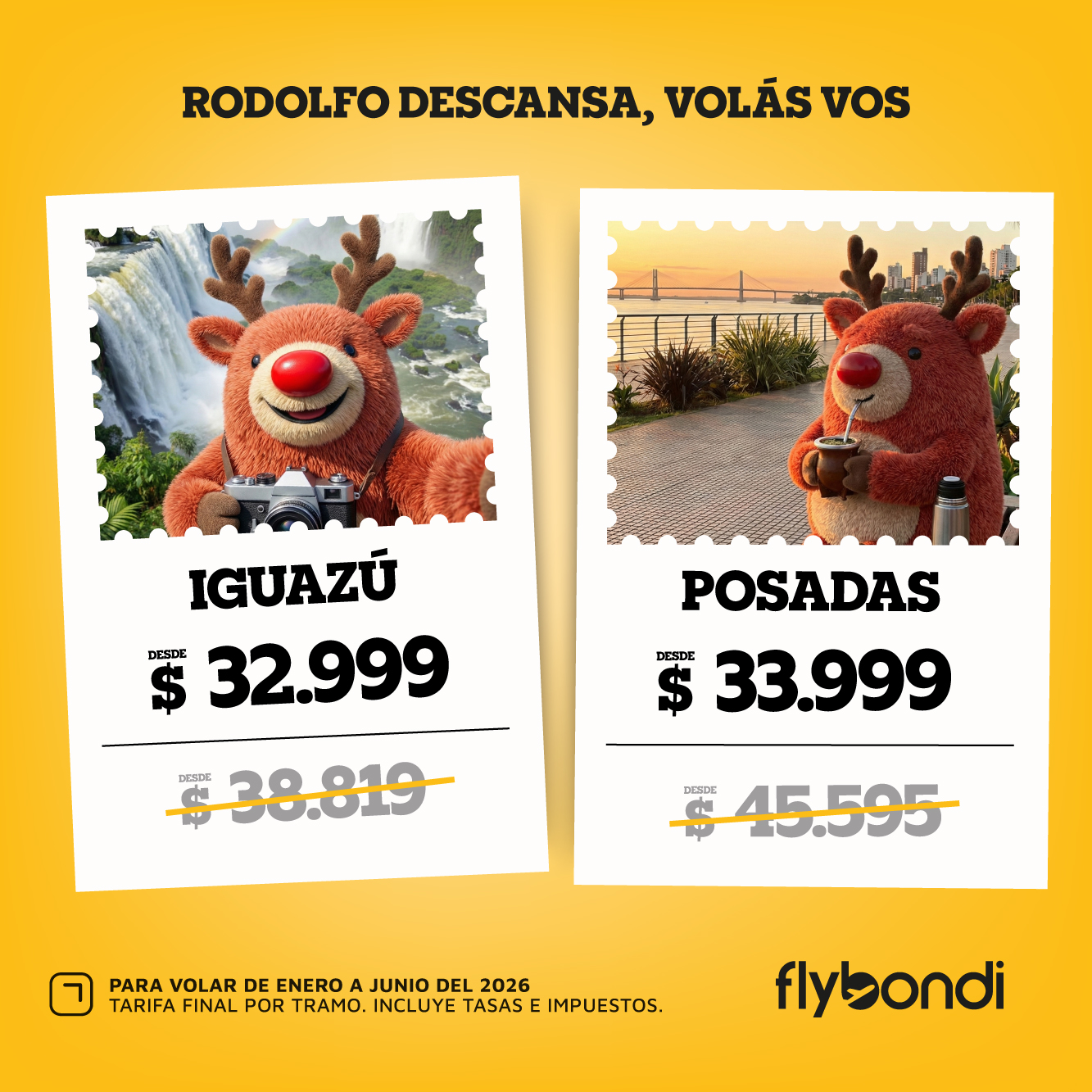 Flybondi lanza “Las Vacaciones de Rodolfo” con hasta 30% de descuento para viajar en 2026