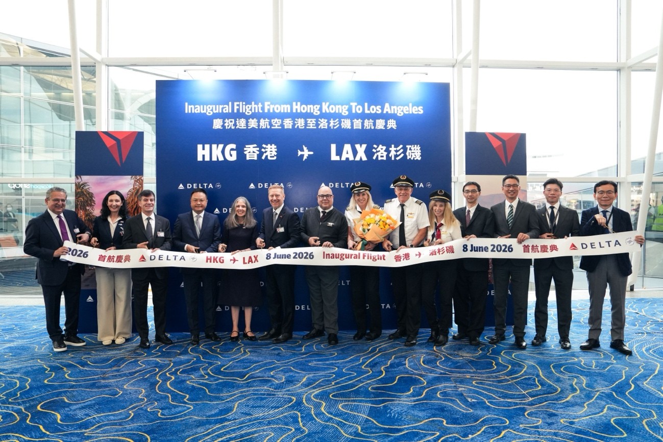 Delta inaugura su nueva ruta entre Los Ángeles y Hong Kong con una celebración a bordo