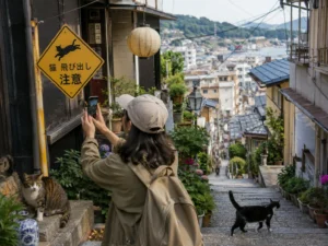 Los “gatos ninja” de Japón: los curiosos carteles de tránsito que se convirtieron en una atracción para viajeros